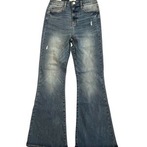 Sneak Peek Distressed Blue Flare Jeans